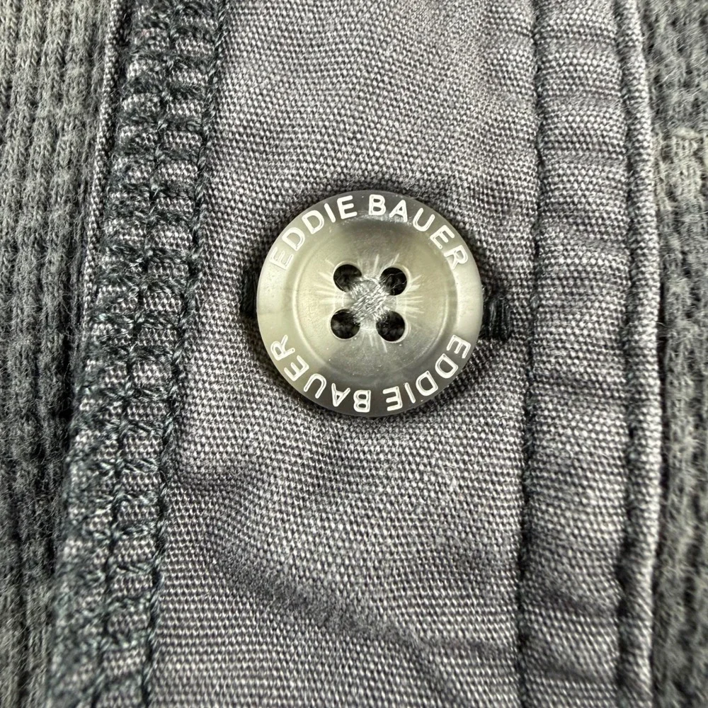Eddie Bauer Henley Shirt Mens TL Grey Camo Waffle Knit Outdoor Long Sleeve‎